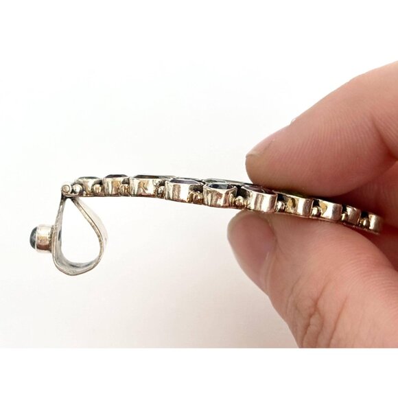 Rainbow Gemstone Art Deco Marquise Shaped Sterling Silver 925 Vintage Pendant - Picture 10 of 10